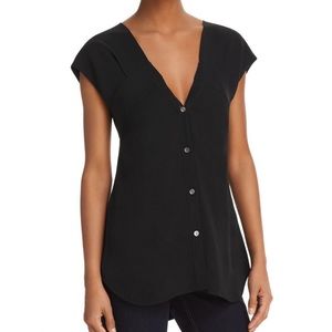 Theory Button Down Top.Black Size Petite 100% Silk